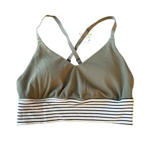 NWT Aerie Offline Sport Bra Ribbed Olive Green Medium
